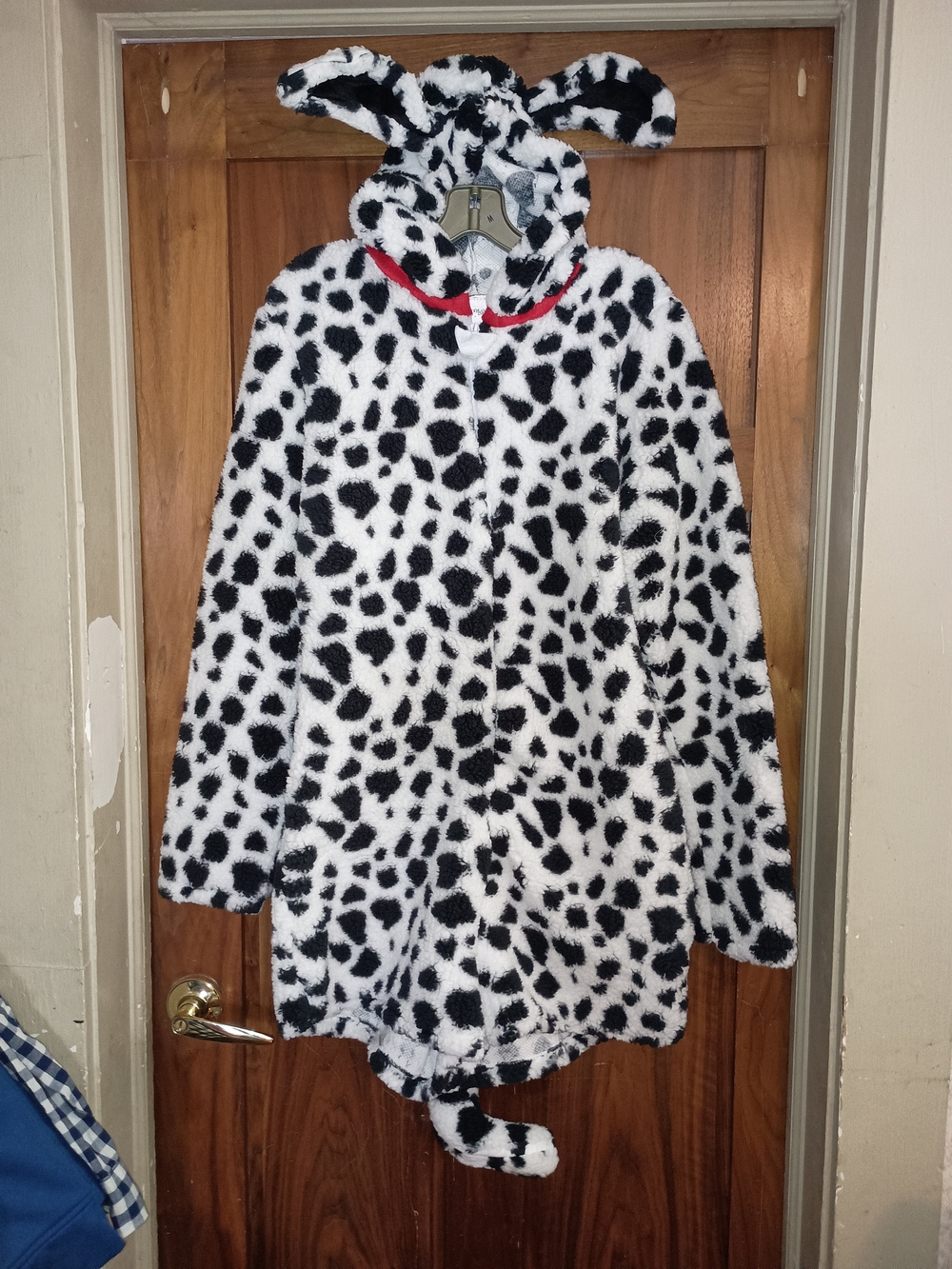 WONDERLAND Black & White Dalmatian Plush Hooded Pajama Onesie